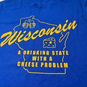 Funny Wisconsin T Shirt Blue Adult Small